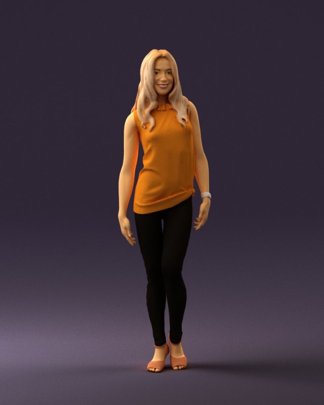 woman in orange top 0609 3D 모델 .c4d .max .obj .3ds .fbx .stl .blend 