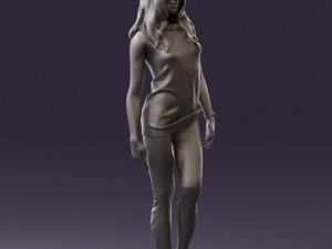 woman in orange top 0609 3d print ready Model Cetak 3D