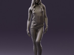 woman in orange top 0609 3d print ready Model Cetak 3D