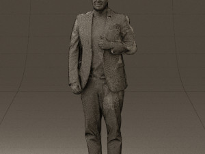 man in black top green pants 0610 3D Model