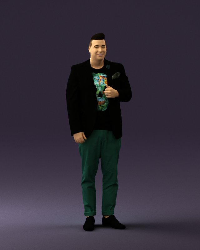 man in black top green pants 0610 3d print ready 3D प्रिंट मॉडल .c4d .max .obj .3ds .fbx .stl .blend 