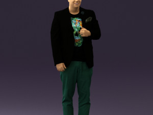man in black top green pants 0610 3d print ready Model do druku 3D