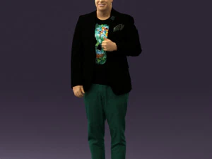 Mann in schwarzem Top und gr&uuml;ner Hose 0610 3D-Druck bereit 3D Druckmodell