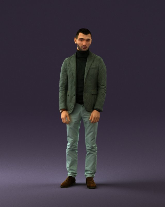 man in gray top whire gray 0613 3D Model .c4d .max .obj .3ds .fbx .stl .blend 