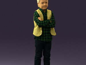 kid in plaid green tshirt 0611 3D Model