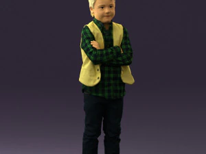 kid in plaid green tshirt 0611 3D Model