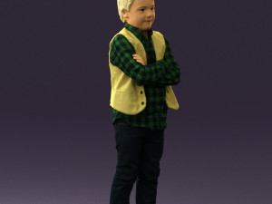 kid in plaid green tshirt 0611 3D Model