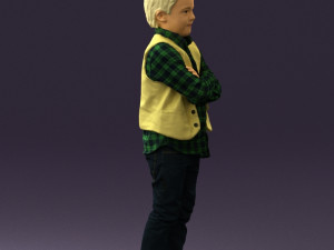kid in plaid green tshirt 0611 3D Model