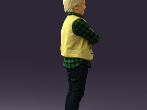 kid in plaid green tshirt 0611 3D Model
