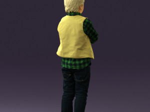 kid in plaid green tshirt 0611 3D Model
