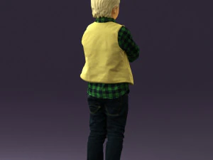 kid in plaid green tshirt 0611 3D Model