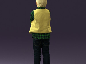 kid in plaid green tshirt 0611 3D Model