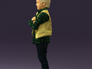 kid in plaid green tshirt 0611 3D Model