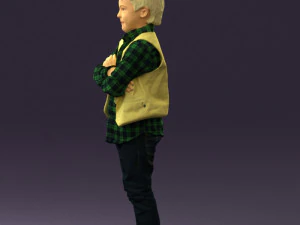 kid in plaid green tshirt 0611 3D Model