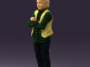 kid in plaid green tshirt 0611 3D Model