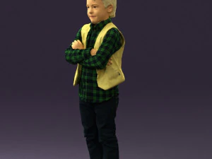 kid in plaid green tshirt 0611 3D Model