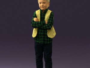 kid in plaid green tshirt 0611 3D Model