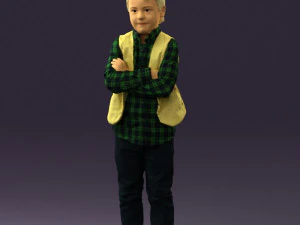 kid in plaid green tshirt 0611 3D Model