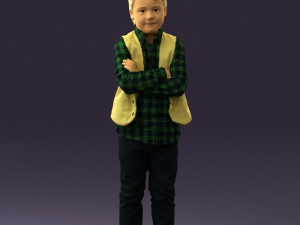 kid in plaid green tshirt 0611 3D Model