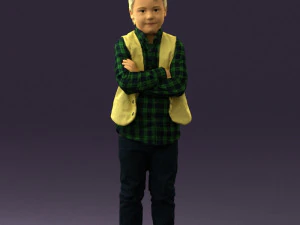 kid in plaid green tshirt 0611 3D Model