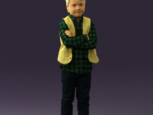 kid in plaid green tshirt 0611 3D Model