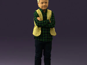 kid in plaid green tshirt 0611 3D Model