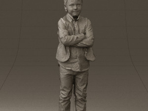 kid in plaid green tshirt 0611 3D Model