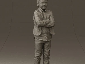 kid in plaid green tshirt 0611 3D Model