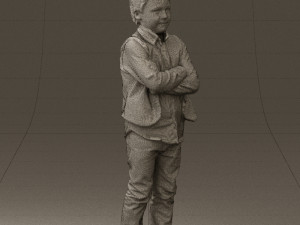 kid in plaid green tshirt 0611 3D Model