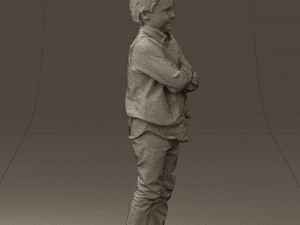 kid in plaid green tshirt 0611 3D Model