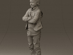 kid in plaid green tshirt 0611 3D Model