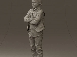 kid in plaid green tshirt 0611 3D Model