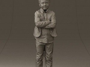 kid in plaid green tshirt 0611 3D Model