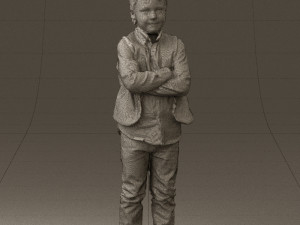 kid in plaid green tshirt 0611 3D Model