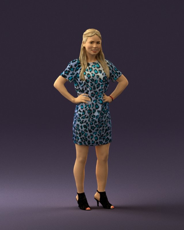 woman in leopard dress 0612 3d print ready 3D Baskı Modeli .c4d .max .obj .3ds .fbx .stl .blend 