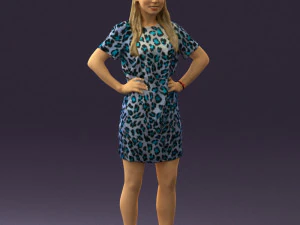 mujer con vestido de leopardo 0612 listo para imprimir en 3d Modelo de impresión 3D