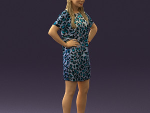 woman in leopard dress 0612 3d print ready 3D Baskı Modeli