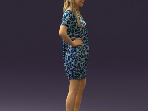 woman in leopard dress 0612 3d print ready 3D Baskı Modeli