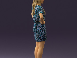 woman in leopard dress 0612 3d print ready 3D Baskı Modeli