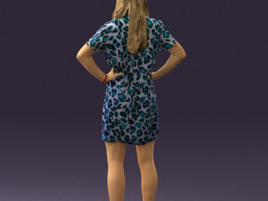 woman in leopard dress 0612 3d print ready 3D Baskı Modeli