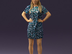 woman in leopard dress 0612 3d print ready 3D Baskı Modeli