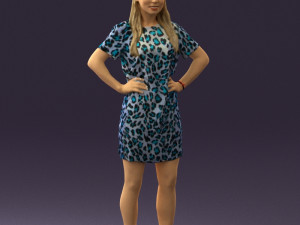 woman in leopard dress 0612 3d print ready 3D Baskı Modeli