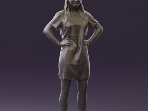 woman in leopard dress 0612 3d print ready 3D Baskı Modeli