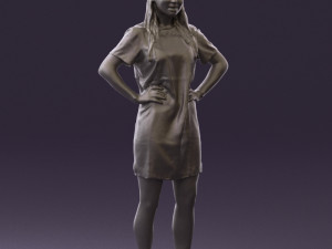 woman in leopard dress 0612 3d print ready 3D Baskı Modeli