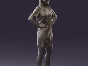 woman in leopard dress 0612 3d print ready 3D Baskı Modeli
