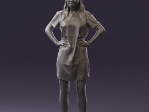woman in leopard dress 0612 3d print ready 3D Baskı Modeli