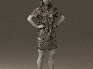 woman in leopard dress 0612 3d print ready 3D Baskı Modeli