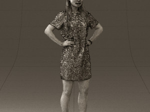 woman in leopard dress 0612 3d print ready 3D Baskı Modeli