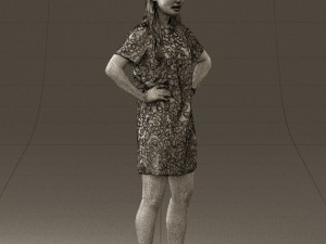 woman in leopard dress 0612 3d print ready 3D Baskı Modeli
