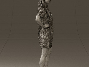 woman in leopard dress 0612 3d print ready 3D Baskı Modeli